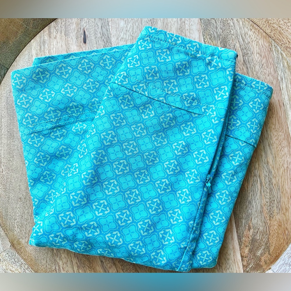 Talbots Skirt Women’s Teal Yellow Cotton Twill Coastal Geometric Print Size 4